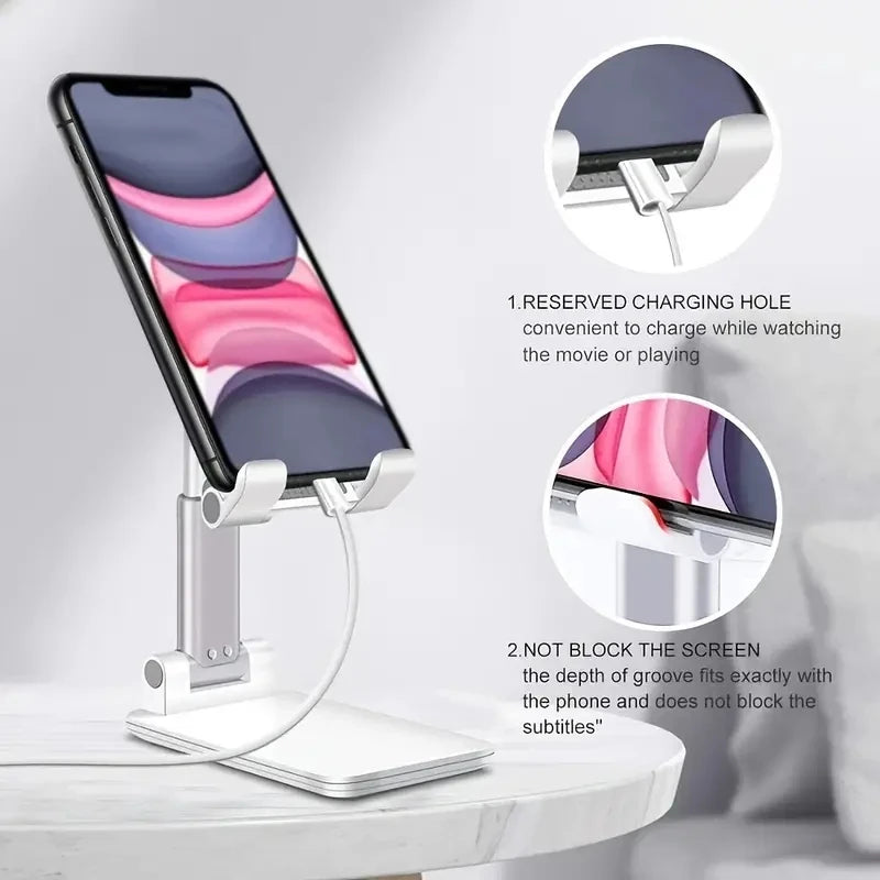 Universal Adjustable Desktop Stand for Mobile Devices – Designed for iPhone, iPad, Xiaomi, and more, this versatile holder offers customizable viewing angles, ensuring a secure and stylish display on any table.