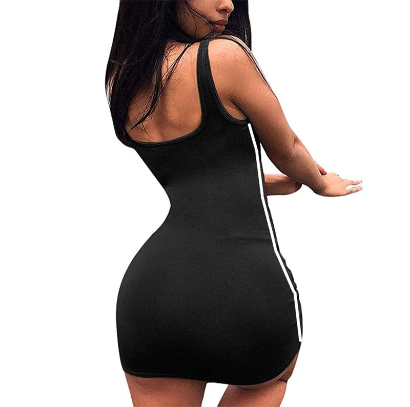Elegant Summer Sheath Dress for Women – Spaghetti Strap, Sleeveless, Slim-Fit, Stretchy & Stylish