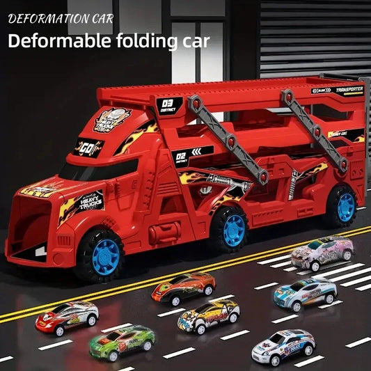 Large Transformable Truck & Transporter Toy – Ignite young imaginations with this dynamic, educational model that features a folding track for exhilarating racing fun. Perfect as a birthday gift, this versatile vehicle is d