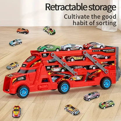 Large Transformable Truck & Transporter Toy – Ignite young imaginations with this dynamic, educational model that features a folding track for exhilarating racing fun. Perfect as a birthday gift, this versatile vehicle is d