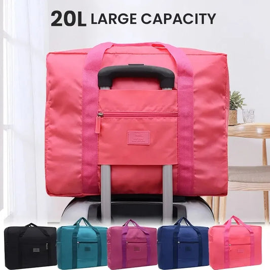 Lightweight Foldable Duffel Bag – Designed with versatility in mind for both women and men, this compact tote-style travel bag is your perfect carry-on for weekender getaways and overnight trips alike.