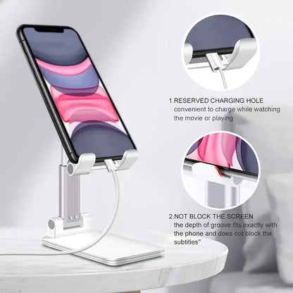 Universal Adjustable Desktop Stand for Mobile Devices – Designed for iPhone, iPad, Xiaomi, and more, this versatile holder offers customizable viewing angles, ensuring a secure and stylish display on any table.