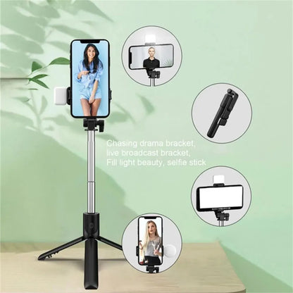 3-In-1 Bluetooth Wireless Selfie Tripod With Fill Light Shutter Remote Control Portable Foldable Monopod For Cell Smart Phones