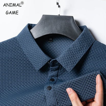 Ice Silk Polo – A short-sleeved, breathable polo with a sleek hollow lapel and solid color design.