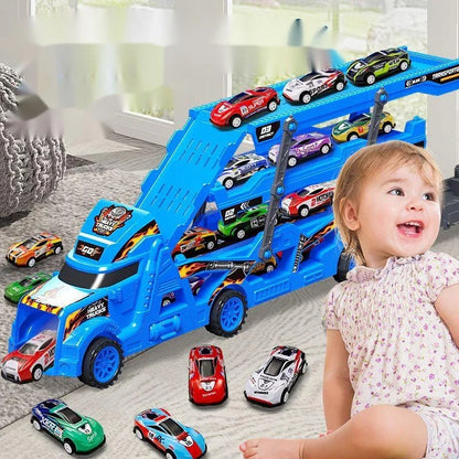 Large Transformable Truck & Transporter Toy – Ignite young imaginations with this dynamic, educational model that features a folding track for exhilarating racing fun. Perfect as a birthday gift, this versatile vehicle is d