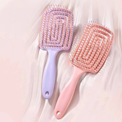 Elastic Hollow-Out Scalp Massage Comb & Styling Brush – Designed to gently stimulate the scalp while effectively detangling hair, this versatile tool speeds up blow drying for a smooth, effortless style.