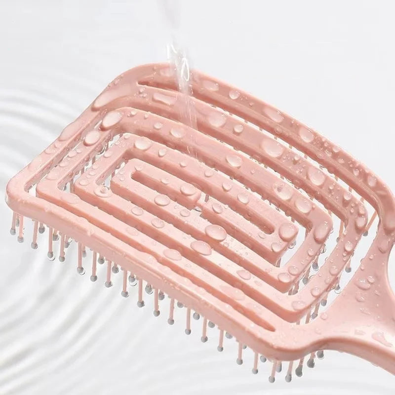 Elastic Hollow-Out Scalp Massage Comb & Styling Brush – Designed to gently stimulate the scalp while effectively detangling hair, this versatile tool speeds up blow drying for a smooth, effortless style.