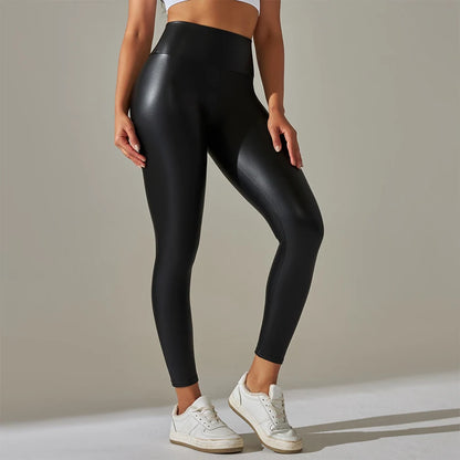 Stylish   Women's Leggings – High-Waisted, PU Leather Pants, Vibrant & Comfortable