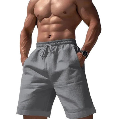 Men's Lightweight Linen-Cotton Shorts Featuring an elastic waist