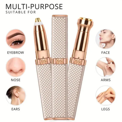 Rechargeable 2-in-1 Eyebrow Razor & Hair Shaver with LED Light – Effortlessly eliminate peach fuzz and unwanted facial hair from your eyebrows, lips, and face, ensuring a smooth, precise, and painless grooming experience.