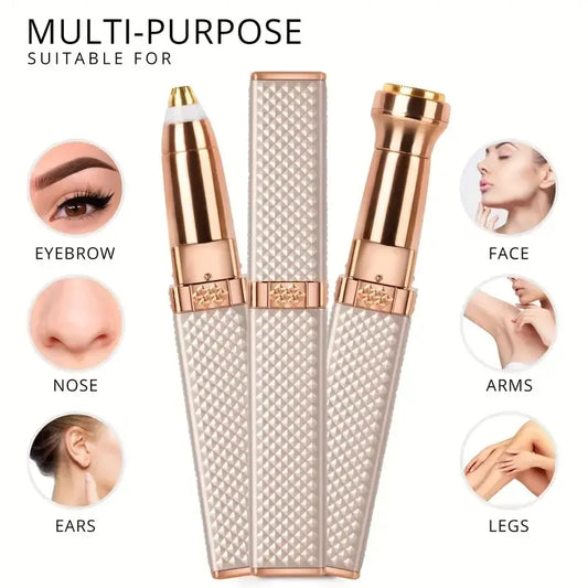 Rechargeable 2-in-1 Eyebrow Razor & Hair Shaver with LED Light – Effortlessly eliminate peach fuzz and unwanted facial hair from your eyebrows, lips, and face, ensuring a smooth, precise, and painless grooming experience.