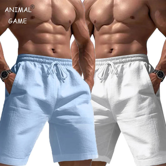 Men's Lightweight Linen-Cotton Shorts Featuring an elastic waist