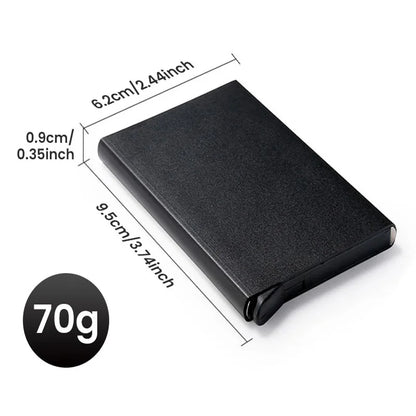 RFID-Enabled Minimalist Metal Wallet – This sleek, slim card holder is designed for both men and women, featuring a smart pop-up mechanism for effortless access. With RFID-blocking technology, it’s the ultimate minimalist