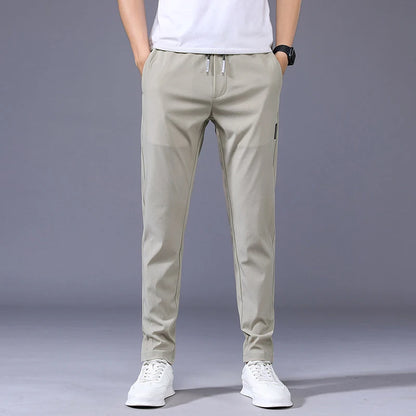 Lightweight Summer Men's Casual Trousers – Experience all-day comfort with these thin, soft trousers featuring an elastic, lace-up waist for a customized fit.