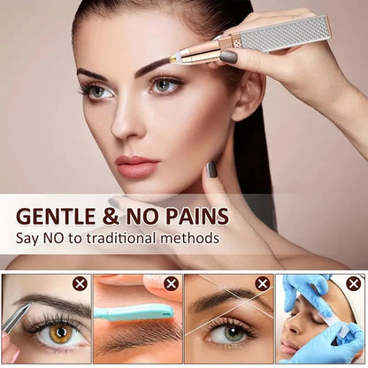 Rechargeable 2-in-1 Eyebrow Razor & Hair Shaver with LED Light – Effortlessly eliminate peach fuzz and unwanted facial hair from your eyebrows, lips, and face, ensuring a smooth, precise, and painless grooming experience.