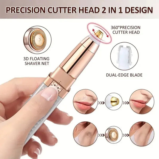 Rechargeable 2-in-1 Eyebrow Razor & Hair Shaver with LED Light – Effortlessly eliminate peach fuzz and unwanted facial hair from your eyebrows, lips, and face, ensuring a smooth, precise, and painless grooming experience.