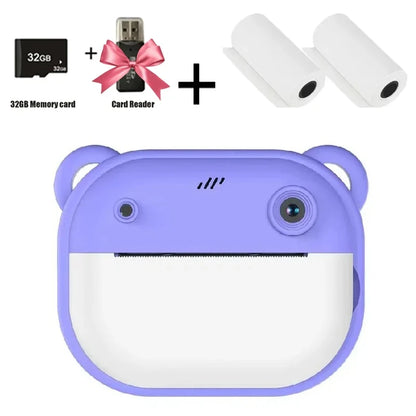 Children Thermal Print Camera Instant Photo Printing Toys+32G Memory Card