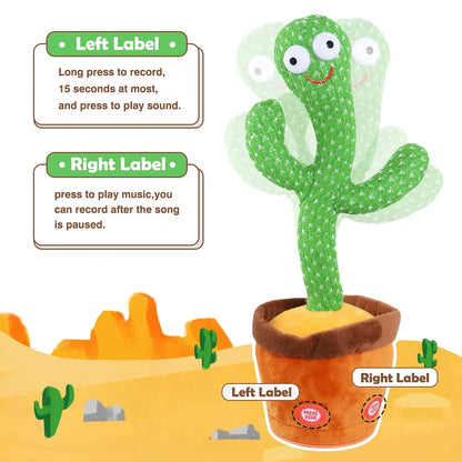 Smart Interactive Dancing & Talking Cactus Plush Toy – This engaging plush toy brings the fun to life by mimicking, recording, and repeating your voice while dancing to 120 dynamic songs, making it the perfect interactive c