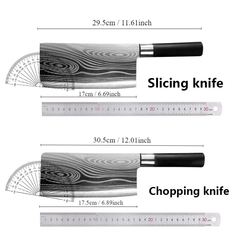 Laser Damascus Pattern Utility Kitchen Knife Set – This high-quality stainless steel collection features a precision chef's knife, integrated kitchen scissors, and a sharpening rod, delivering exceptional slicing performanc