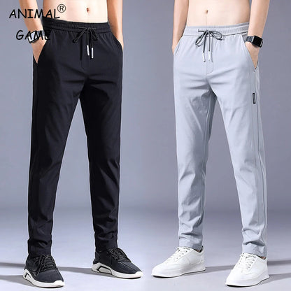 Lightweight Summer Men's Casual Trousers – Experience all-day comfort with these thin, soft trousers featuring an elastic, lace-up waist for a customized fit.