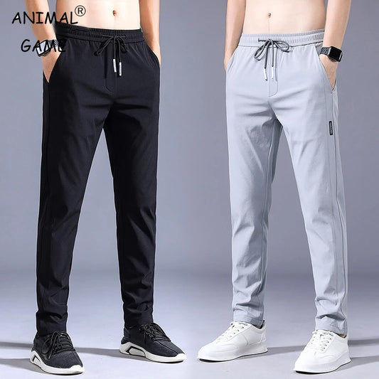Lightweight Summer Men's Casual Trousers – Experience all-day comfort with these thin, soft trousers featuring an elastic, lace-up waist for a customized fit.