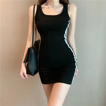 Elegant Summer Sheath Dress for Women – Spaghetti Strap, Sleeveless, Slim-Fit, Stretchy & Stylish