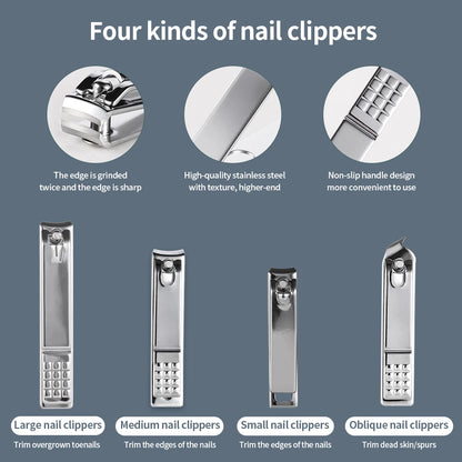 8/32-Piece Professional Manicure & Pedicure Set – A complete kit featuring stainless steel nail scissors, cutters, and grooming tools for ultimate nail care.