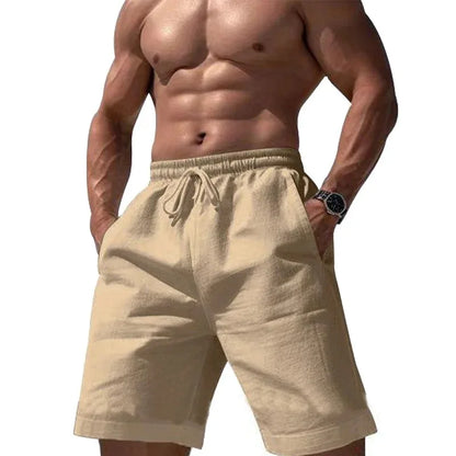 Men's Lightweight Linen-Cotton Shorts Featuring an elastic waist