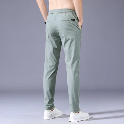 Lightweight Summer Men's Casual Trousers – Experience all-day comfort with these thin, soft trousers featuring an elastic, lace-up waist for a customized fit.